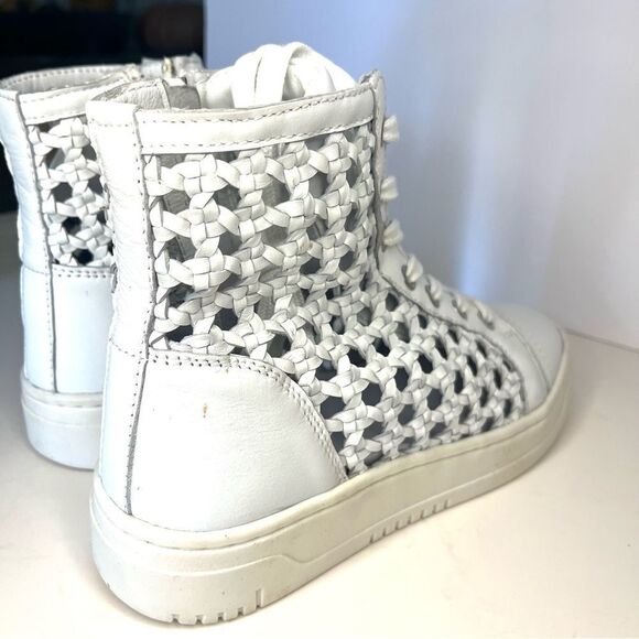 Free People Hayes High Top Woven Leather Sneakers in White Size 6 New in box - Picture 8 of 13